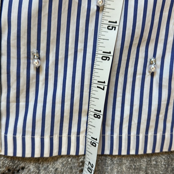 J Crew Collection cropped striped shirt with pearls - Picture 5 of 6